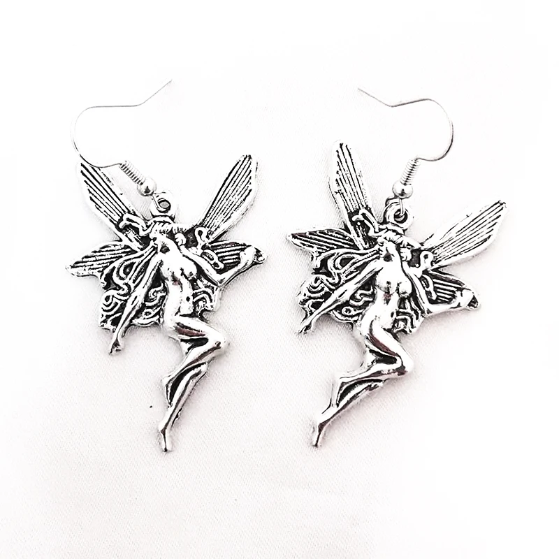 Big Hanging Earrings Vintage Women's Fairy Wings Grunge Ladies Anime Jewelry Y2k Aesthetic Accessories Goth Gothic