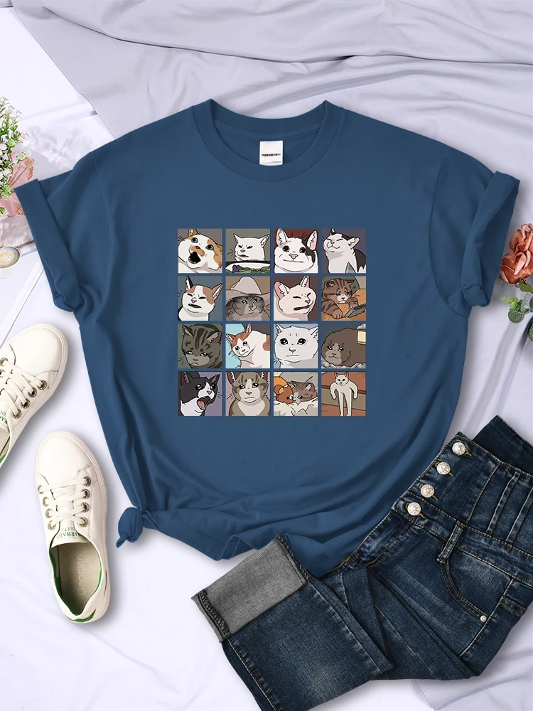 T-shirt imprimé animal chien chat pour femme, vêtement d'été tendance, style sportif Haruku, multicolore, décontracté, 802_voghion.com