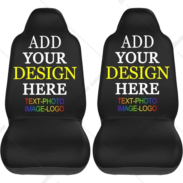 Custom Car Seat Covers for Cars Front Seats 2pcs Personalized Add Your Text Photo Protector Cover Elastic Soft Auto Decor 1