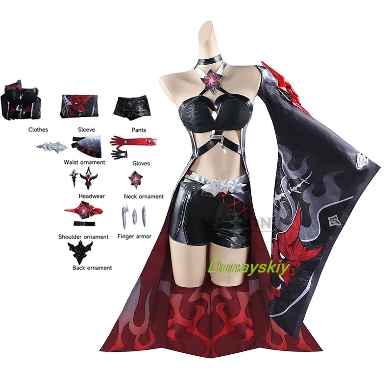 

RED Acheron Cosplay Costume Honkai Star Rail Huang Quan Cosplay Red Dress Outfit Halloween Event RolePlay Suit Party Prop Women