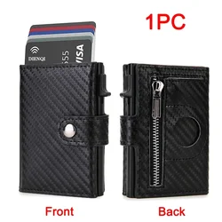 Anti-Theft RFID Minimalist Wallet with Air Tag Holder (Carbon Black)