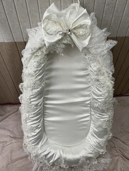 Biancheria da letto per culla in pizzo di lusso per bambini Lettino per neonato Traspirante Morbido portatile Nido per neonati Dormire 0-24 mesi Regali essenziali per bambini