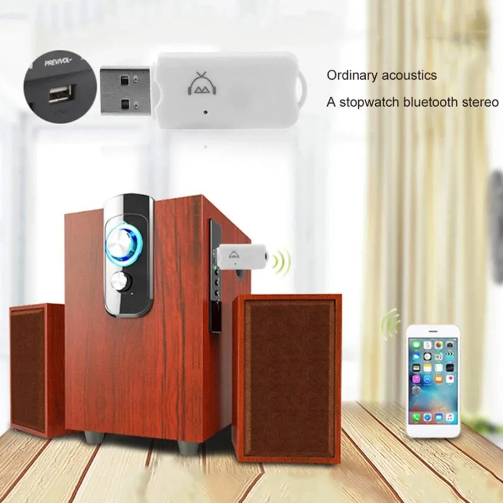 Mini USB Bluetooth-Compatible Stereo Music Receiver Wireless Audio Stereo Adapter Dongle Kit With Microphone For Car Speaker