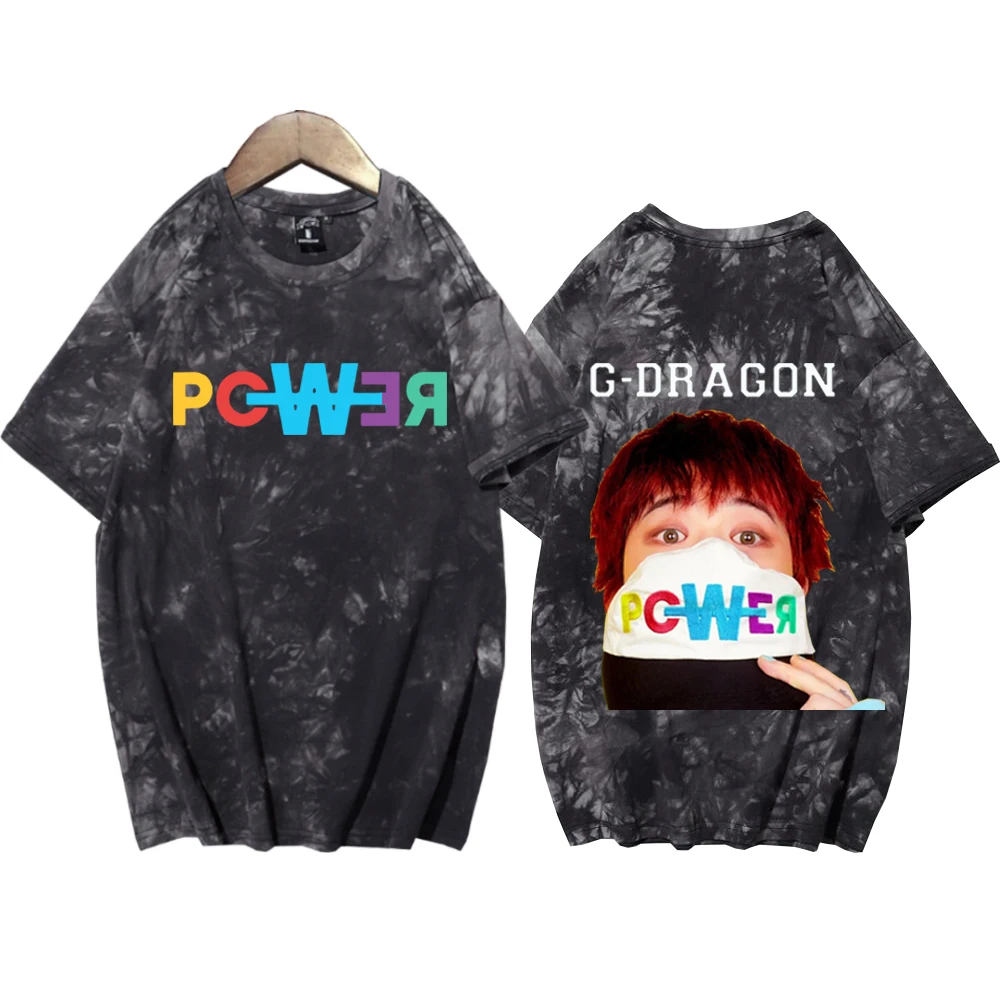 G Dragon POWER Tie Dye Shirts Unisex Round Neck Short Sleeve Tee
