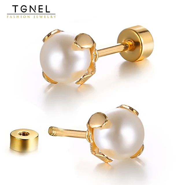 Steel Ear Studs Small Pearl Earrings: A Touch of Elegance