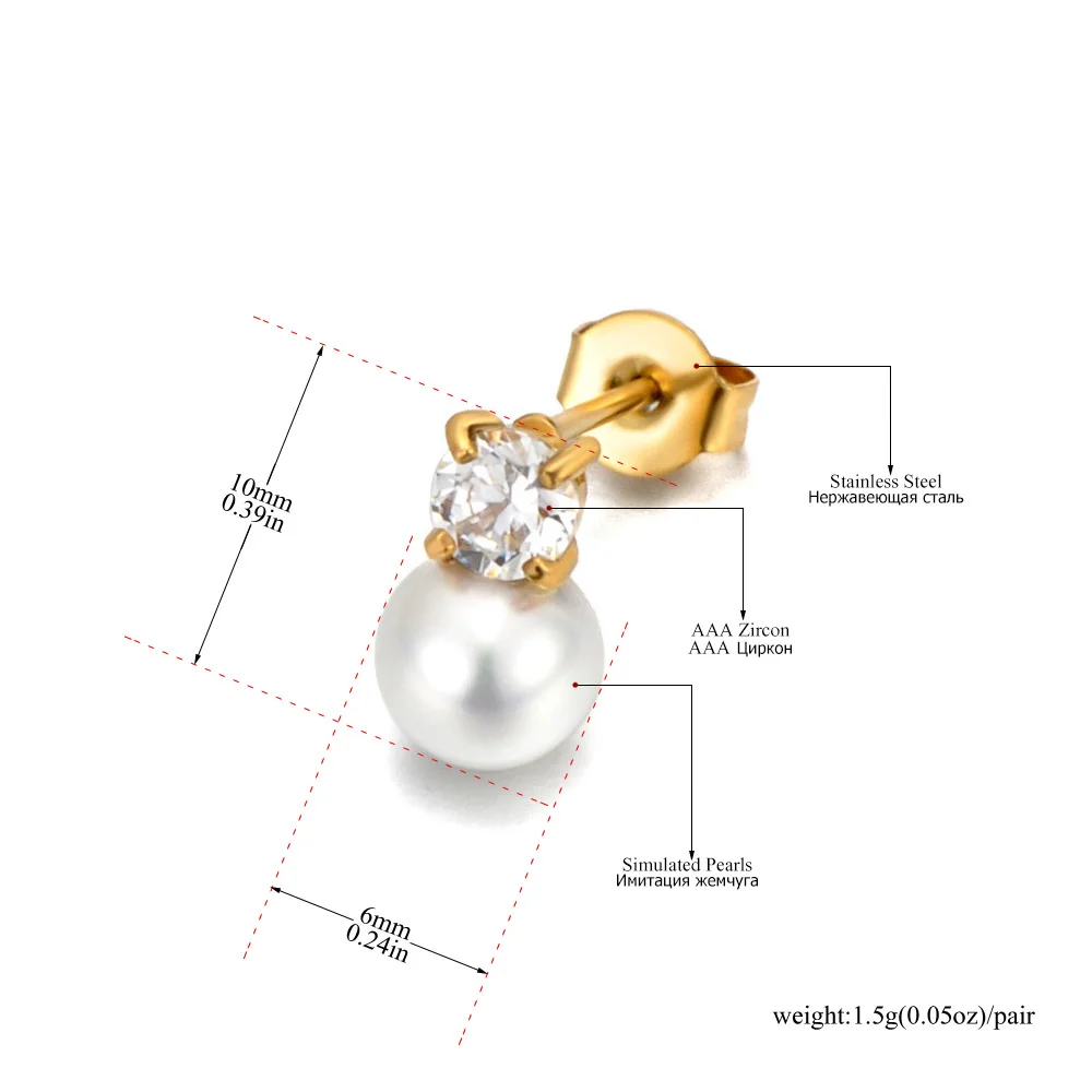JeeMango Edelstahl-Ohrstecker mit simulierten Perlenknoten für Damen, vergoldete Creolen, niedlicher Schmuck für den täglichen Gebrauch, E26075 – Detail 9
