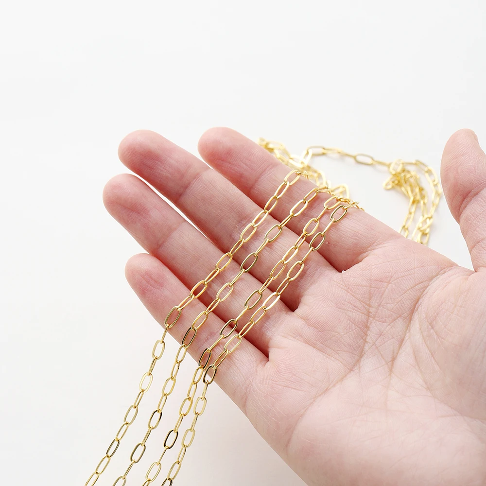 1 meter/los 14K 18K Gold Überzogene Messing Metall Runde Link Kabel Ketten DIY Schmuck Machen Kette Für hand Schmuck Zubehör – Detail 15
