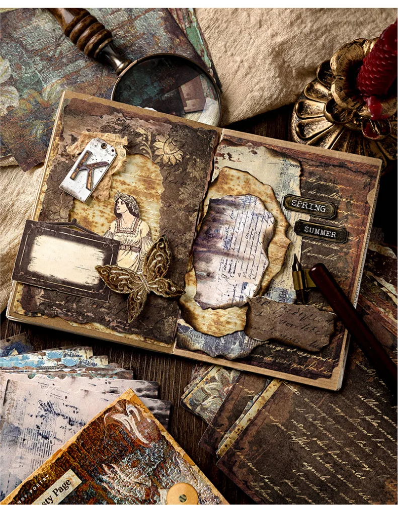 30 Stück Vintage Rostmaterial Papier Planer handgemacht DIY Handkonto Tagebuch Album Scrapbooking Hintergrundpapier – Detail 12