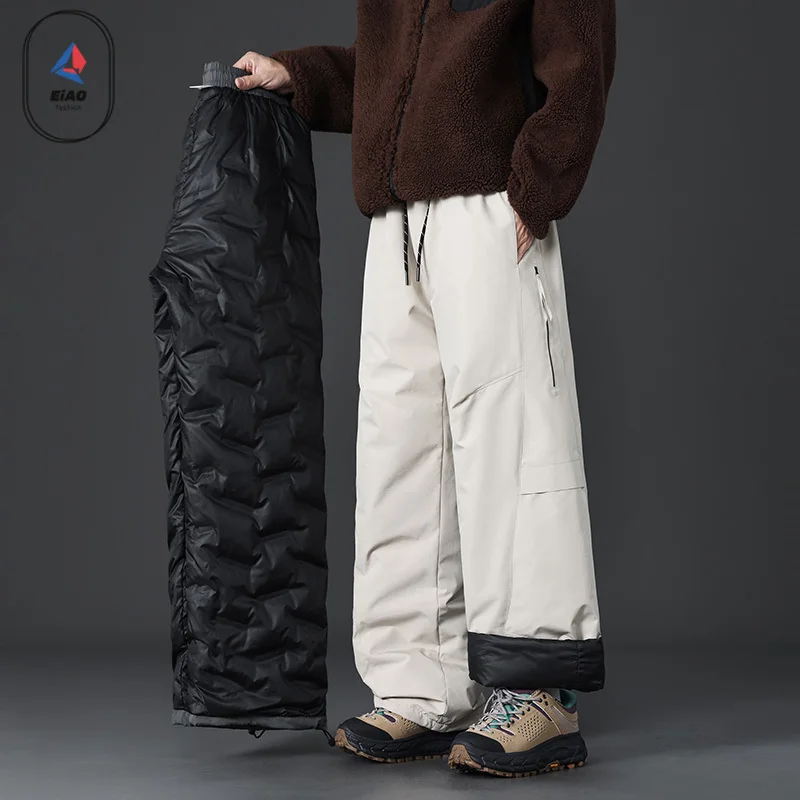 2026 Winter Men Down Jacket Brand Casual Cold-proof 90 White Duck Down Warm Wide leg Pants Women Snow Hiking Waterproof Trousers