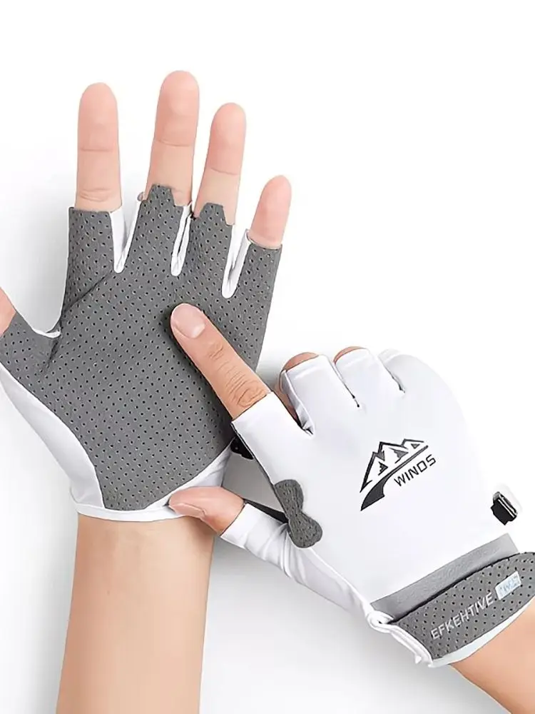 UV-Schutzhandschuhe für Damen und Herren, atmungsaktive fingerlose Sporthandschuhe, ideal zum Angeln, Laufen, Autofahren, Radfahren, für den Außenbereich – Detail 3