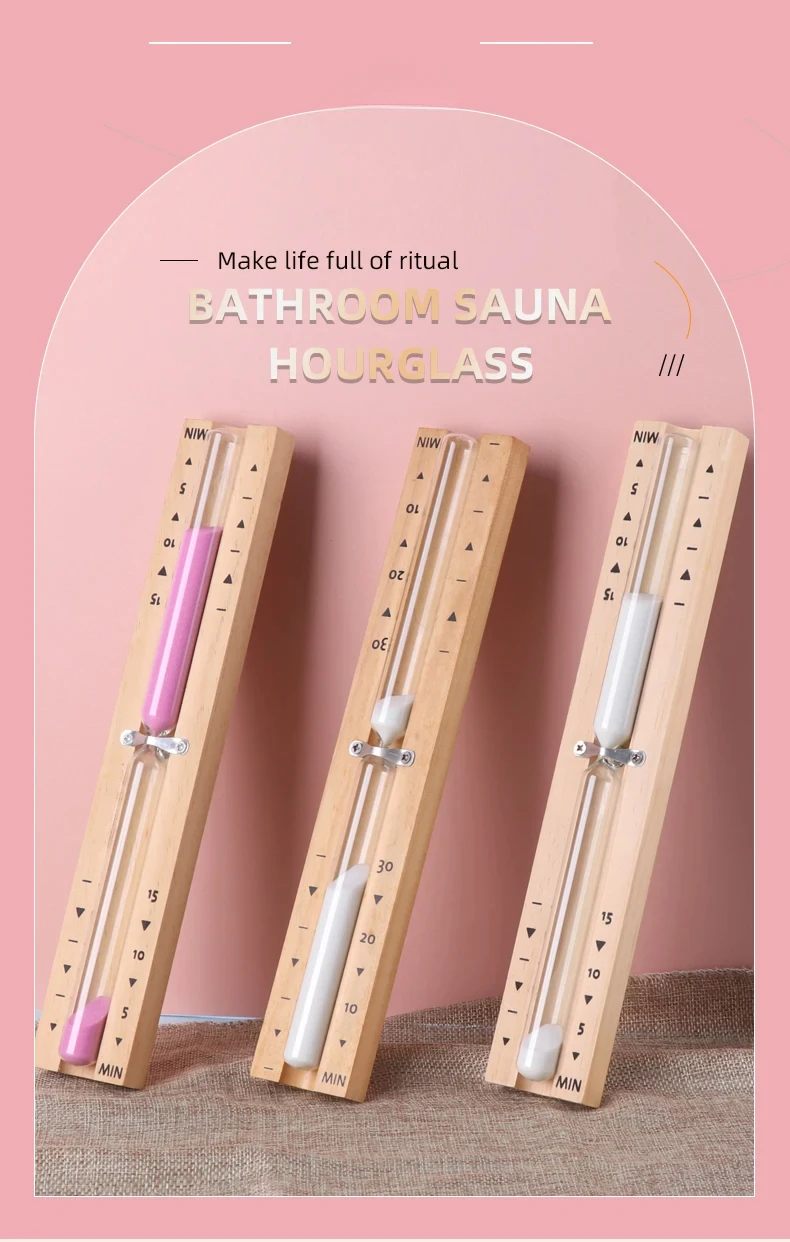 Description Picture 2 of itemBathroom Hourglass Wooden Rotating Timer 15/30min Sauna Timer Wall Mounted Explosion-Proof Glass Hourglass Ornament