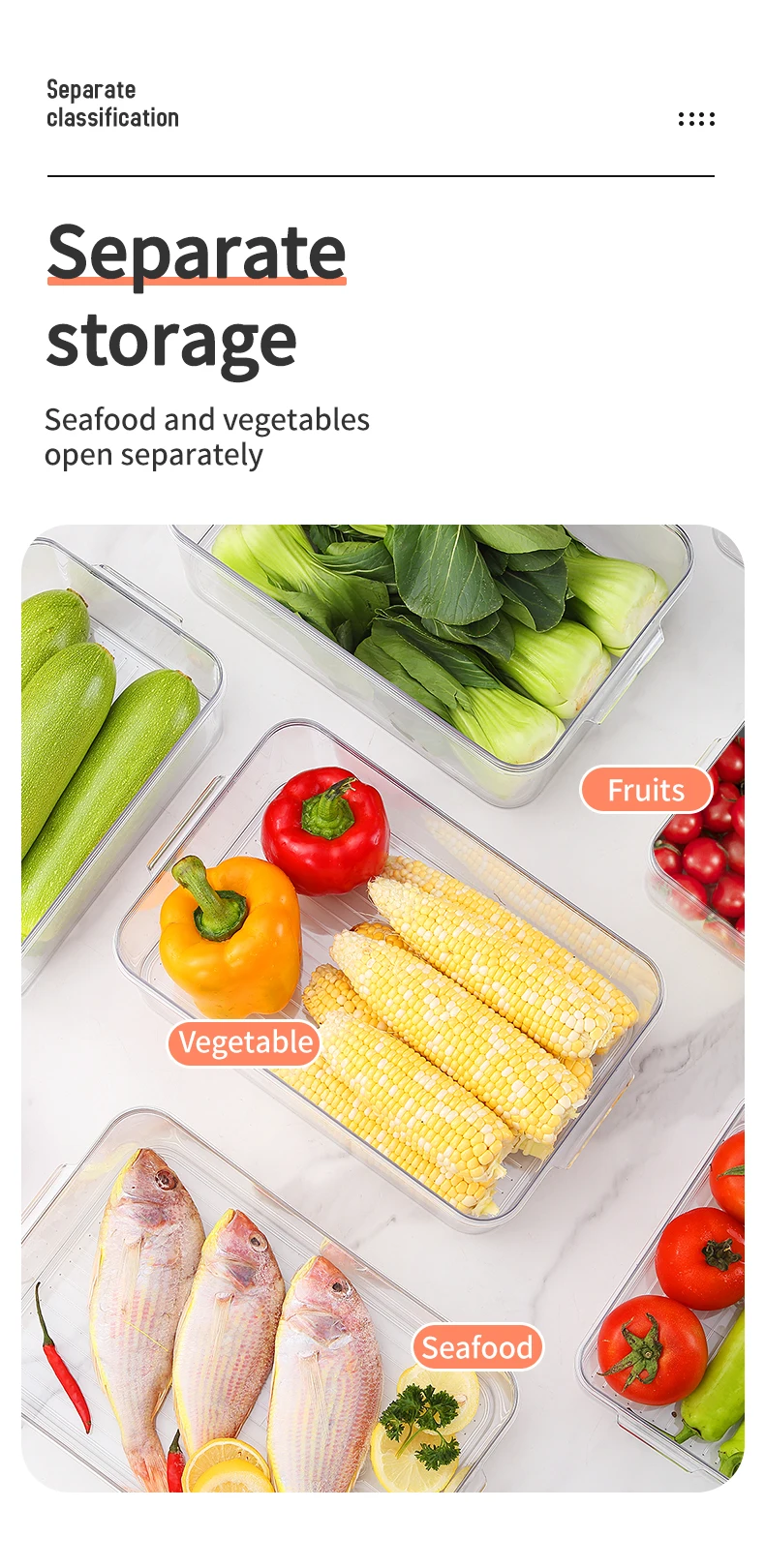 Description Picture 6 of itemWORTHBUY Fruit Vegetable Storage Box Refrigerator Food Preservation Box Plastic Fresh-keeping Box With Lid Sealed Organizer Box