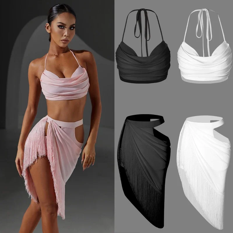 

Adults Sexy Backless Latin Top Irregular Fringes Skirt Women Latin Dance Costumes Cha cha Latin Dance Competition Clothes SL7969