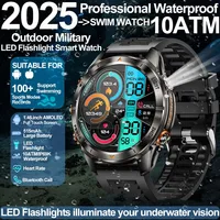 2025 New Outdoor military Men Smart Watch Bluetooth Call 1.46" AMOLED 515mAh Battery LED Flashlight IP69K 10ATM Waterproof Watch 1