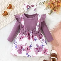 Dress For Kids 3 Months - 3 Years old Birthday Korean Style Long Sleeve Cute Floral Princess Formal Dresses Ootd For Baby Girl 1