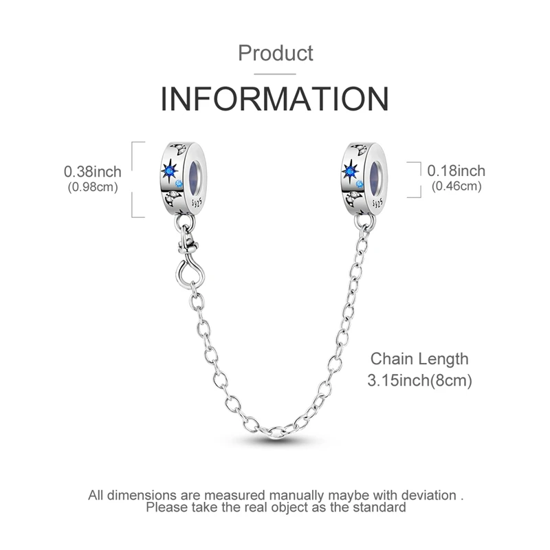 Neue Sicherheitskette aus 925er-Sterlingsilber, Herz, Stern, Mond, Anhänger, passend für Original-Armbänder, DIY-Schmuck, Geschenk – Detail 35