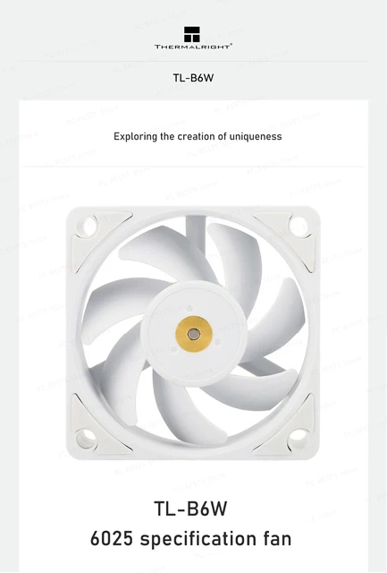 Ventola CPU Thermalright TL-B6W 60mm - Silenziosa, PWM, 3200 RPM Per Raffreddamento PC - Foto 3