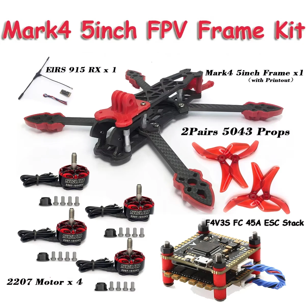S79dccb8462e942f0b06a7f5c3d0721beF.jpg Cadre en fibre de carbone pour importateur de course FPV, 5 pouces, moteur 2207, hélice 5043, F4V3S PLUS, David 45A, 4 en 1, ESC, ELRS, 915MHz, Chlorfor, Mark4