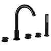 Brass Gold Bathtub Faucet Black Hot and Cold Mixer Tap Bathroom 5 Hole Faucet With Hand Shower 6