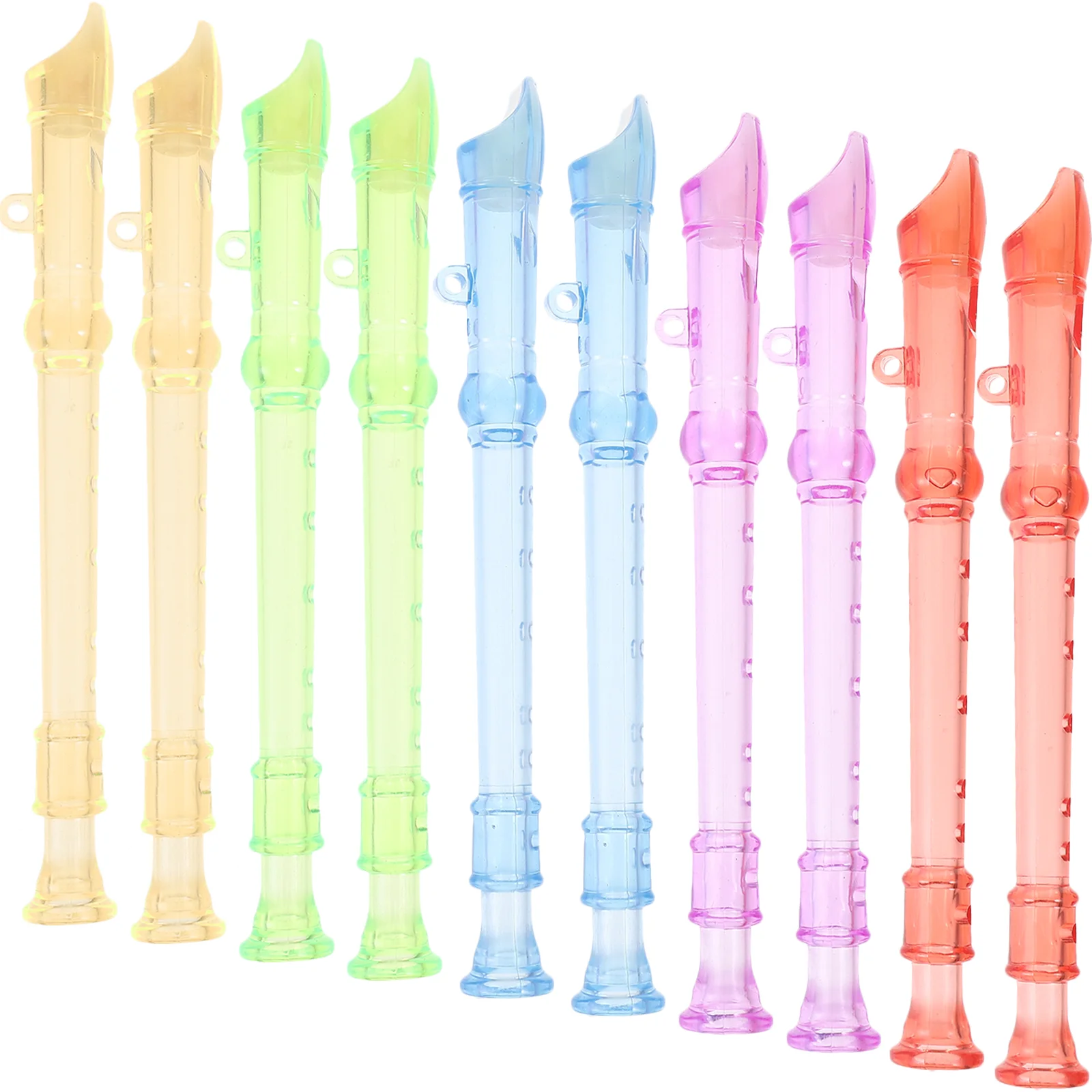 10 Pcs Mini Plastic 6 Holes Flute Transparent Recorder for Kids Early Education Music Toy Lightweight Portable