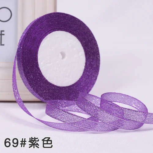 1cm 25Yards Glitter Satin Ribbon for Gift Packaging and Decorations