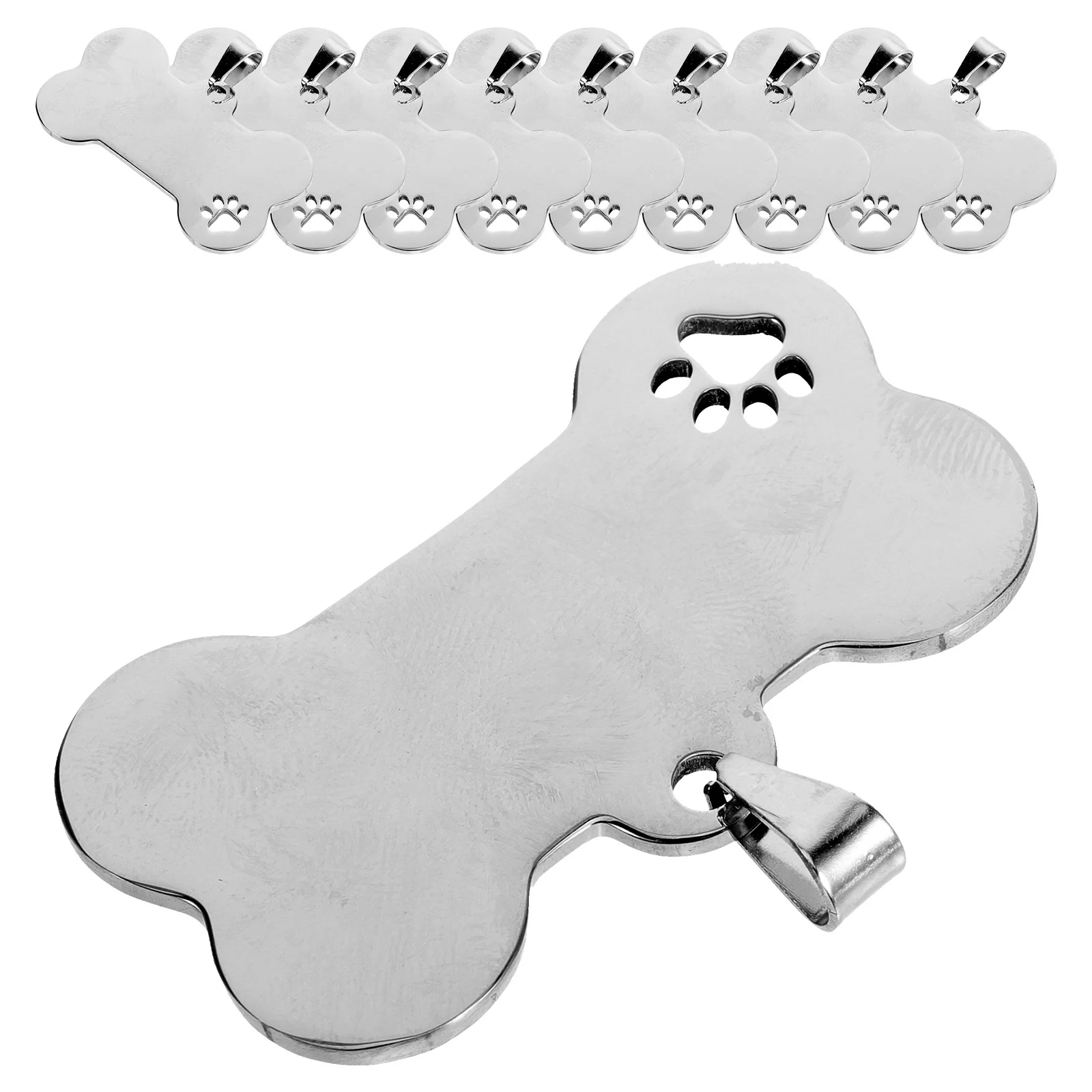 

10pcs Blank Dog Tags Bone Shape Pet Cat ID Tag Stainless Steel Dogs Collar Pendant