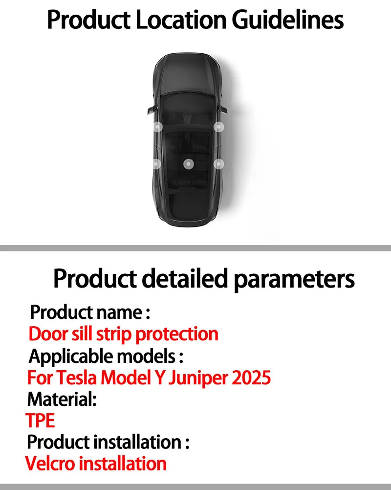 For New Tesla Model Y Juniper 2025 Door Sill Strip Guard Car Accessories Front R