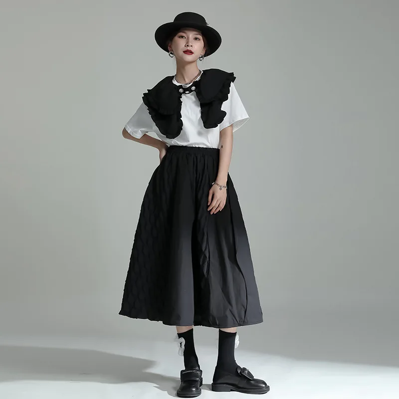 2024 Dark system fish scale splicing half skirt design sense a line elastic waist umbrella skirt ваза интерьерная scale fish 70 см