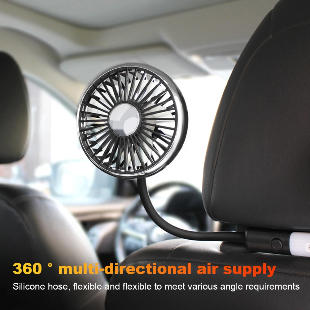 Car Seat Back Cooling Fan Dual Head Car Fan 3-Speed 360 Degree Rotatable Auto Cooler For Car Truck Accessories