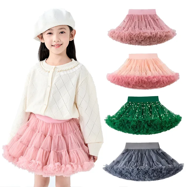 Jupes tutu en dentelle pour filles de 1 à 10 ans, jupes tutu en mousseline de soie moelleuses, jupes tutu de couleur unie, jupes de danse pour filles, jupons en tulle pour enfants 1