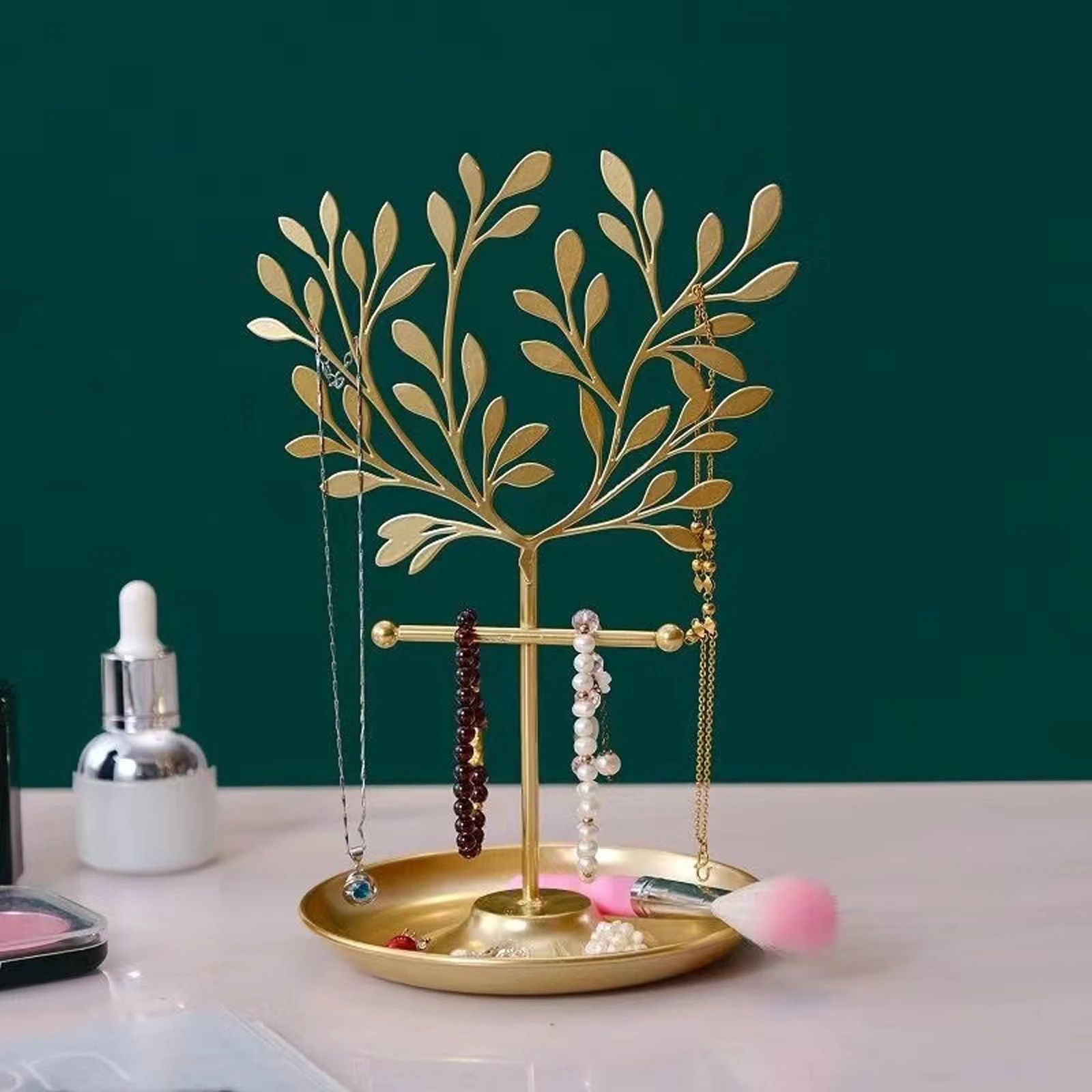 

Earring Organizer Necklace Holder Tree Storage Racks Ins Gold Metal Multi-functional Make Up Decoration Jewelry Display