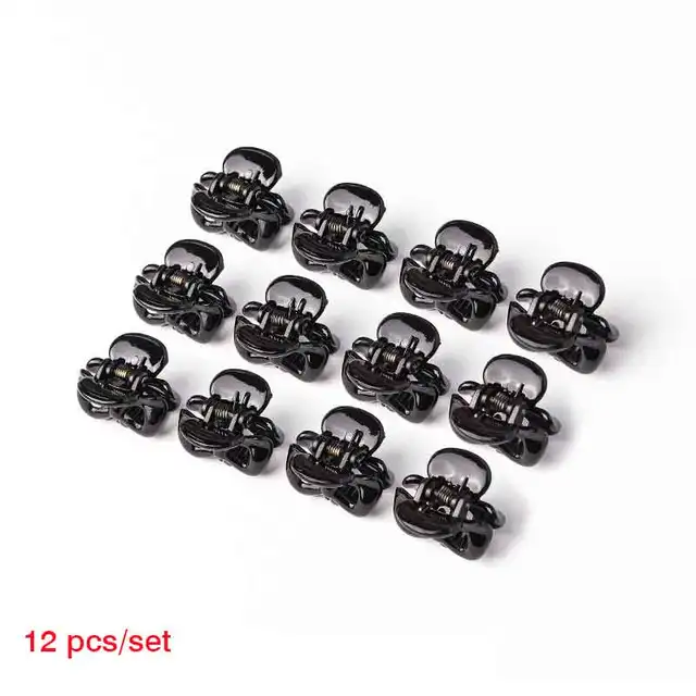 ncmama 12pcs/set Mini Rhinestone No-Slip Grips Hair Clips for Women Girls Glitter Teeth Metal Clamps Flower Hair Accessories 12pcs 01