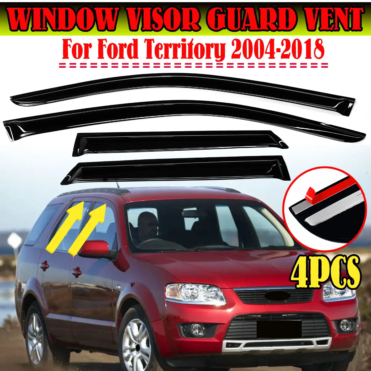 4pcs Car Side Window Deflector Window Visor Vent For Ford Territory