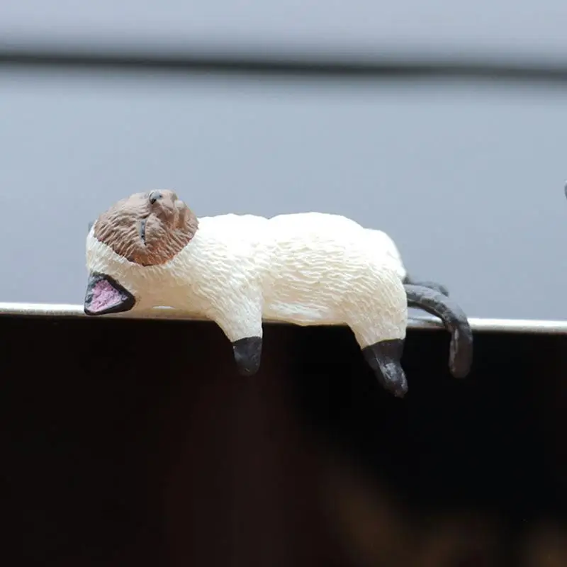 Miniature Cat Figurines Small Animal Cat Figurines Cute Cat Figurine Computer Monitor Decor Animal Cat Figurines for Home Desk - 5
