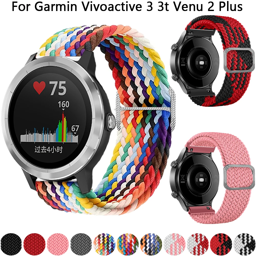 

Новый эластичный нейлоновый ремешок 20 22 мм для Garmin Vivoactive 3 Music 4 benz Sq 2, спортивный ремешок для часов Forerunner 245 645 55 158
