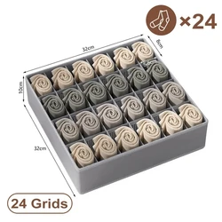 Foldable Underwear and Sock Drawer Organizer Box (24grids-gray)