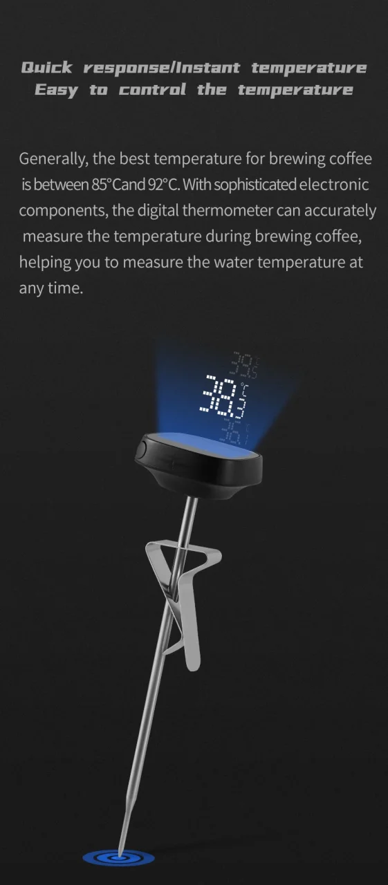 MHW-3BOMBER Digital Instant Read Coffee Thermometer for Latte Art Pen Milk Frothing Pitcher Chic Home Barista Kitchen accessory