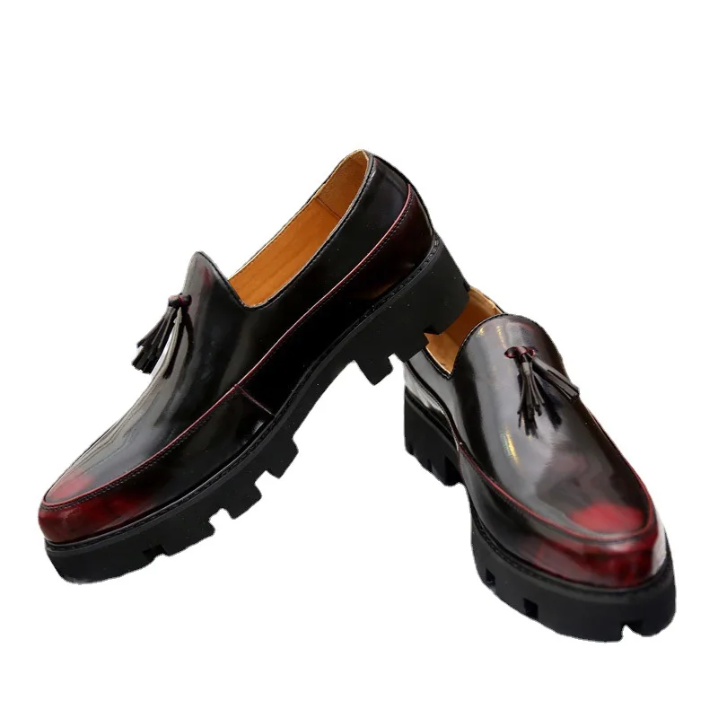 Men Casual Shoes Pointed Toe Dress Thick Soled Antiskid Luxury Designer