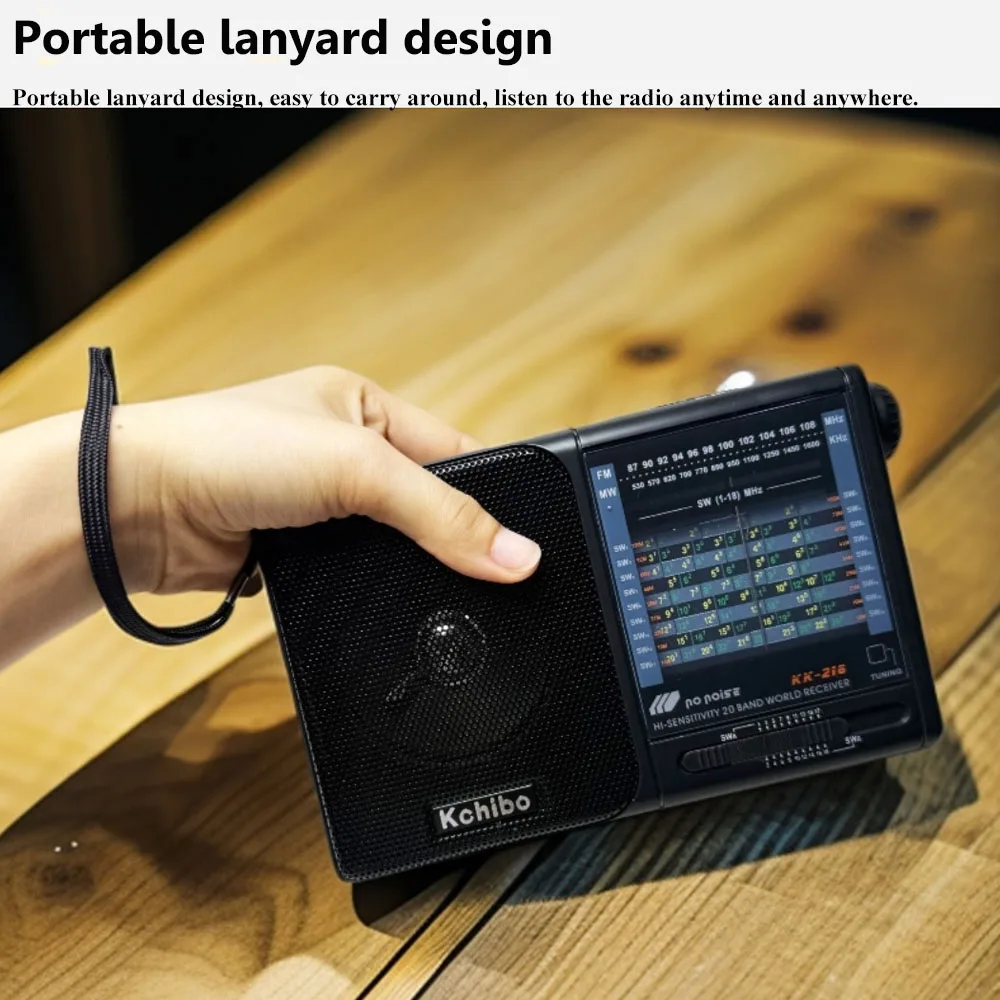Mini Portable Full Band Radio High Sensitivity FM AM SW1-18 DSP Radios with HD Frequency Indicator Window Extra Long Antenna