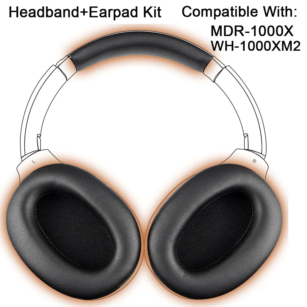 EarPads + Headband Kit for Sony WH-1000XM2 (WH1000XM2) & MDR-1000X (MDR1000X) Headphones Replacement Headstrap Pad Ear Cushions