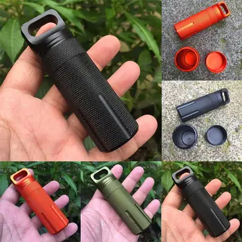 Aluminum EDC Survival Kit Waterproof Seal Bottle Capsule/Pill  Airtight Case Outdoor Tools Capsule Holder Storage Container Tool