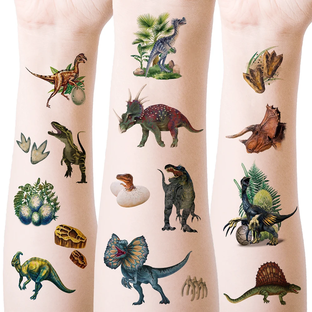 12pcs Dinosaur Tattoo Stickers for Children Waterproof Animal Temporary Tattoos for Kids Cartoon Fake Tattoo Women Men Body tattoo sticker,temporary tattoos