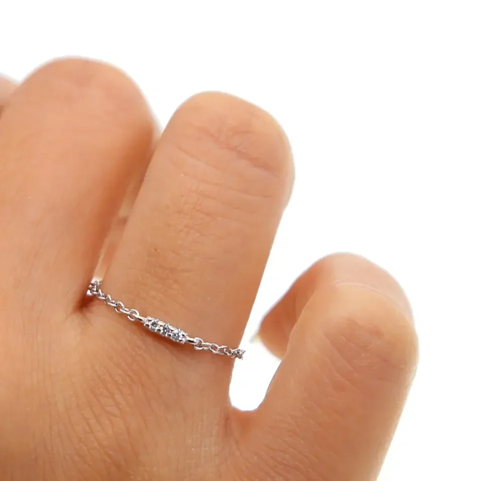 خاتم فضة 925 زركون مجوهرات نسائية