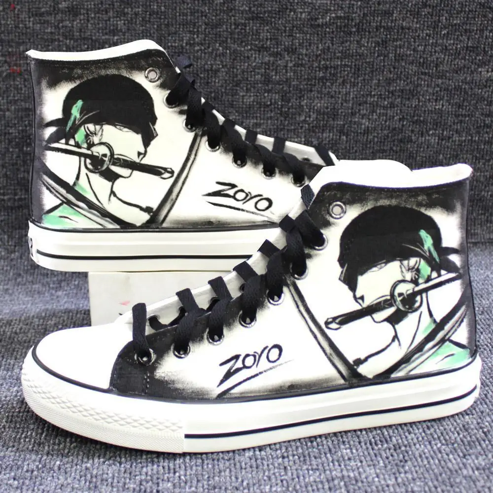 

Кеды унисекс высокие, повседневные холщовые кроссовки с аниме принтом Луффи ророноа, плоская подошва, подарок на день рождения