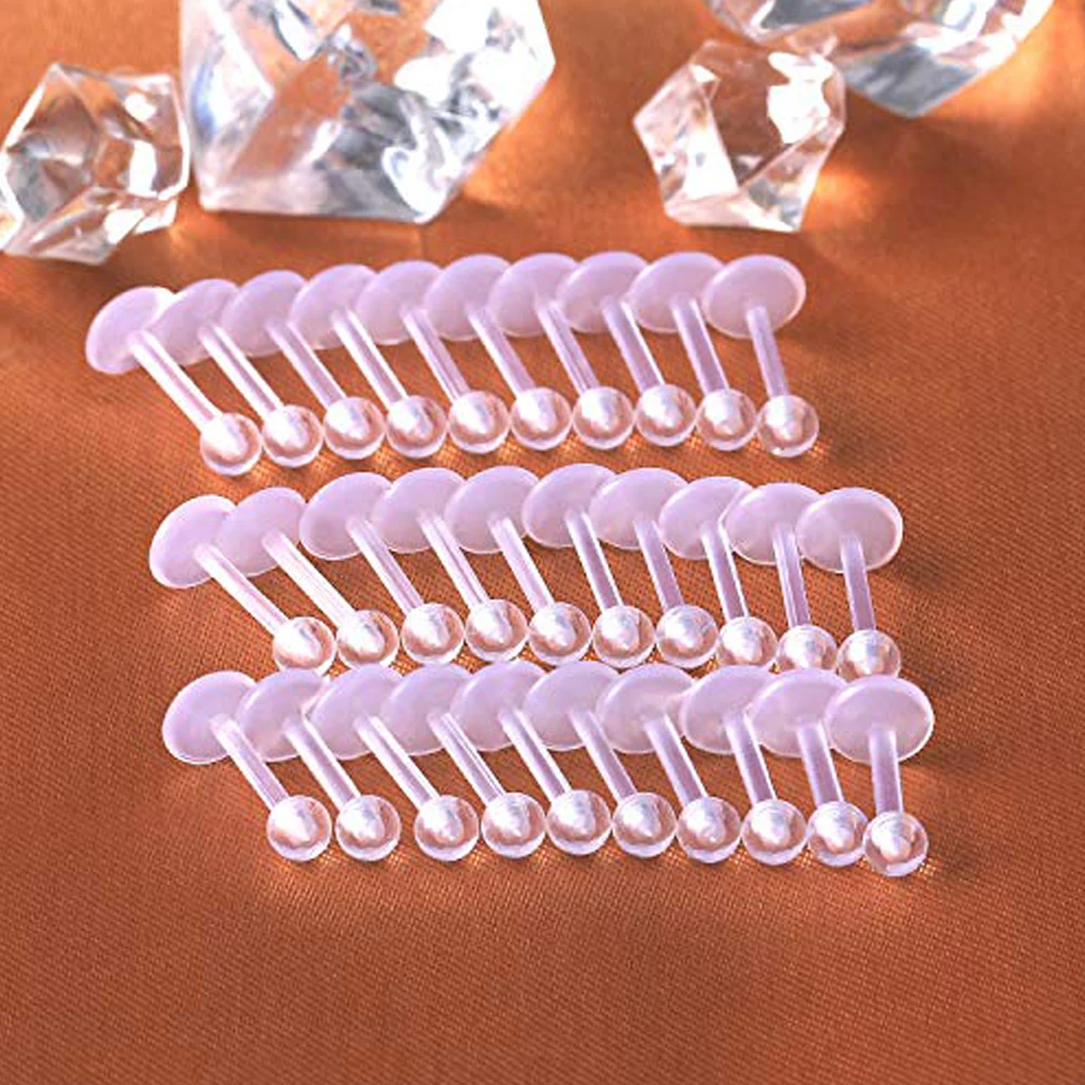 10PCS 16G Klare Acryl Lippen Ringe Monroe Labret Ohrstecker Piercing Schmuck Bioflex Ohr Tragus Helix Ohrring Retainer 6-12mm – Detail 3