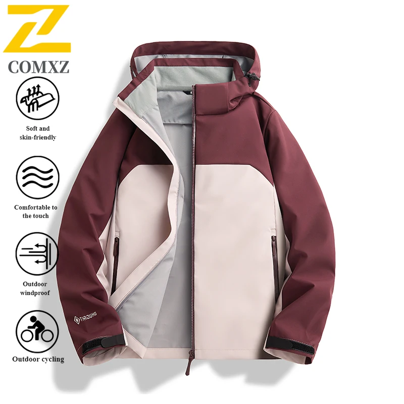 EiAO Windbreaker Men's  Stretch  Autumn Waterproof Hooded Outdoor Jacket for Hiking Casual Mountaineering camping fishing Sports
