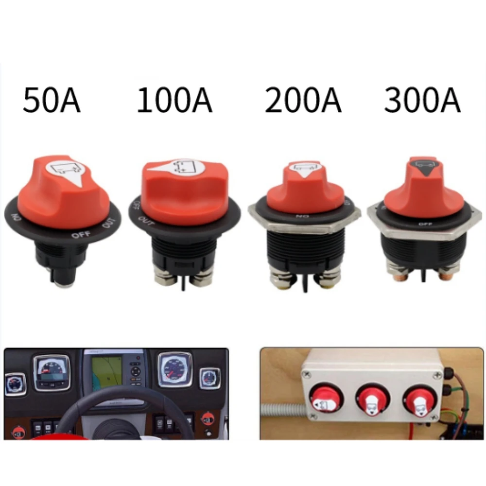 

Battery Disconnect Switch 12V DC Battery Master Cut Shut Off Isolator Switch 50A 100A 200A 300A for Car Truck Boat RV Marine