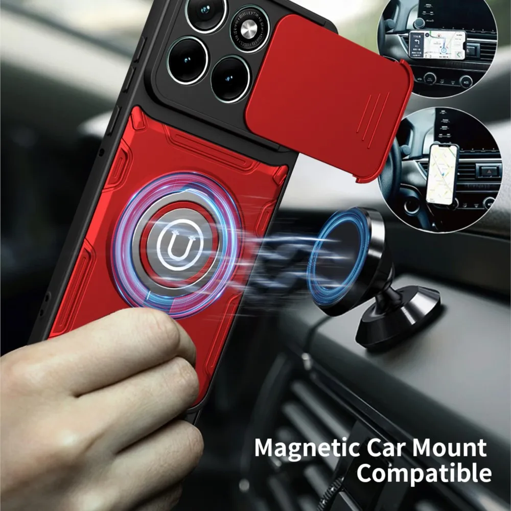 Magnetic Holder Armor Cover with Slide Camera Protection