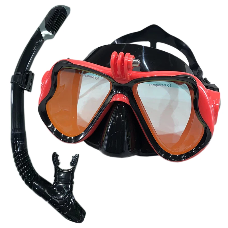 Diving Mask With Sports Camera Mount Electroplate Tempered Glass Silicone Mask is Safe and Comfortable