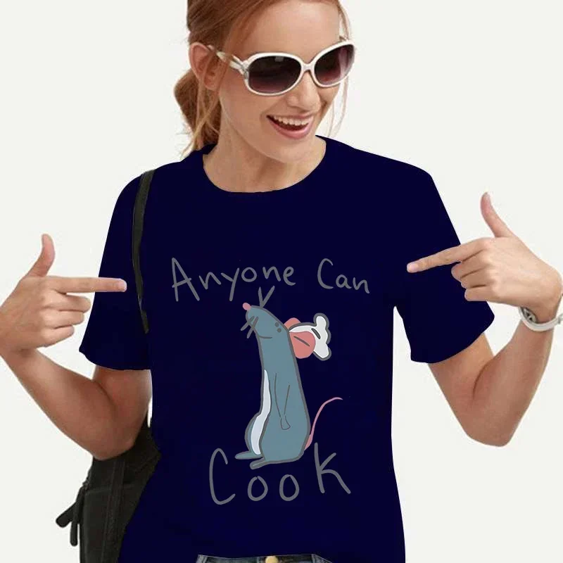 Tutti Possono Cucinare T Shirt Casual Kawaii Vintage T-Shirt Donna Steam Punk Abbigliamento Estate Ratatouille Donna Top Grunge Vestiti